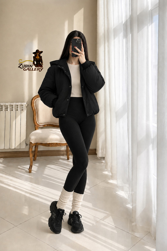پافر کوتاه کلاه دار و آستین دار